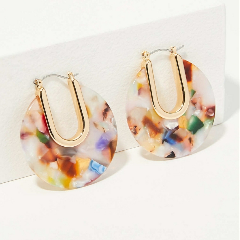 LOFT Gold Multi Colored Earrings NWT